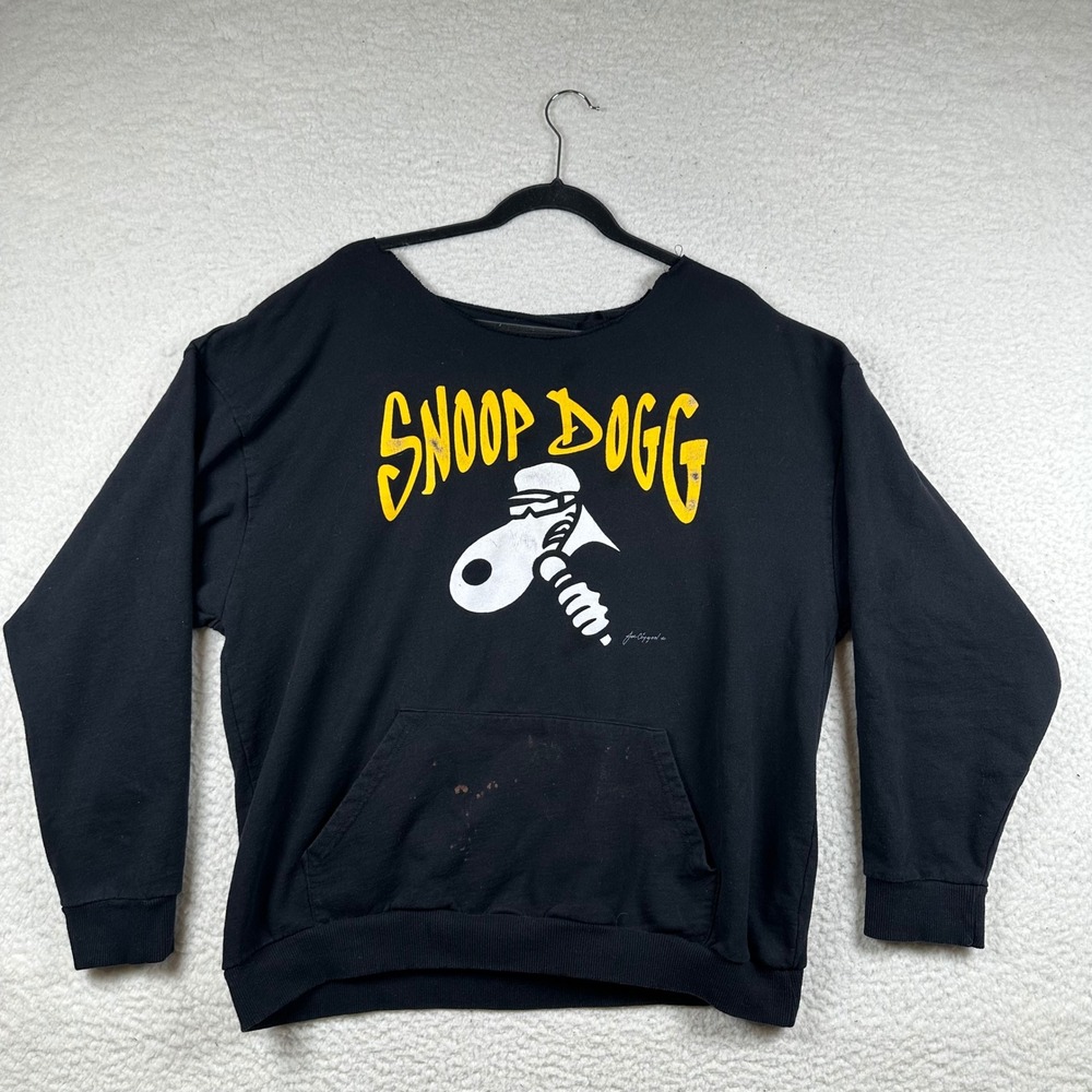 Snoop Dogg Graphic Sweatshirt Womens Joe Cool Rap Hip Hop Pullover XL Black